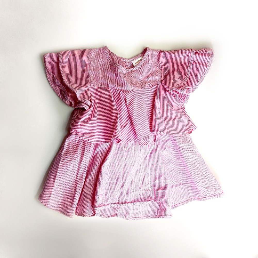 Toddler Girls Red & White Flowy Blouse